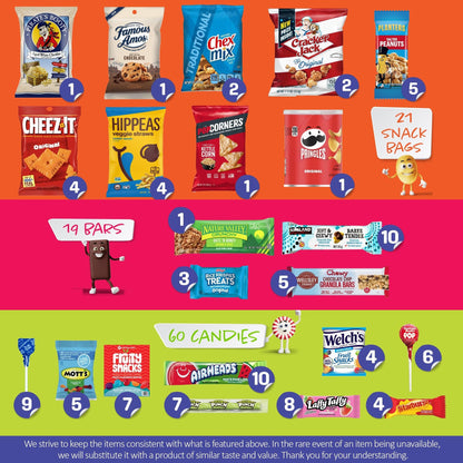 I AM Snacky - Valentines Day Snack Box Care Package + Greeting Card - SNACKY'S PARTY PACK (100 Count) Galentines Birthday Sweet Treats Gift Basket, Candies Chips Corporate