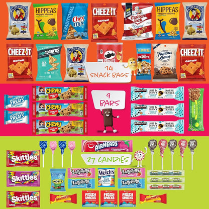 I AM Snacky - Halloween Snack Box Variety Pack Care Package + Greeting Card - SNACKY'S BLISS BITES (50 Count) - Trick or Treat Candies Gift Basket Sweet Assortment Chips Crackers Bars - Crave Food