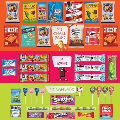 I AM Snacky - Diwali Snack Box Variety Pack Care Package + Greeting Card - SNACKY'S BASH BOX (40 Count) - Candies Gift Basket Sweet Trick Assortment Chips Crackers Bars - Crave Food Teens