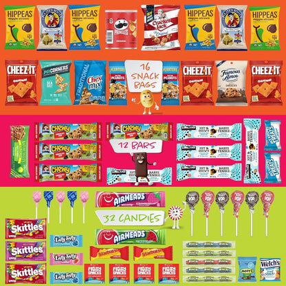 I AM Snacky - Halloween Snack Box Variety Pack Care Package + Greeting Card - SNACKY'S SOCIAL SAMPLER (60 Count) - Trick or Treat Candies Gift Basket Sweet Assortment Chips Crackers Bars - Crave Food